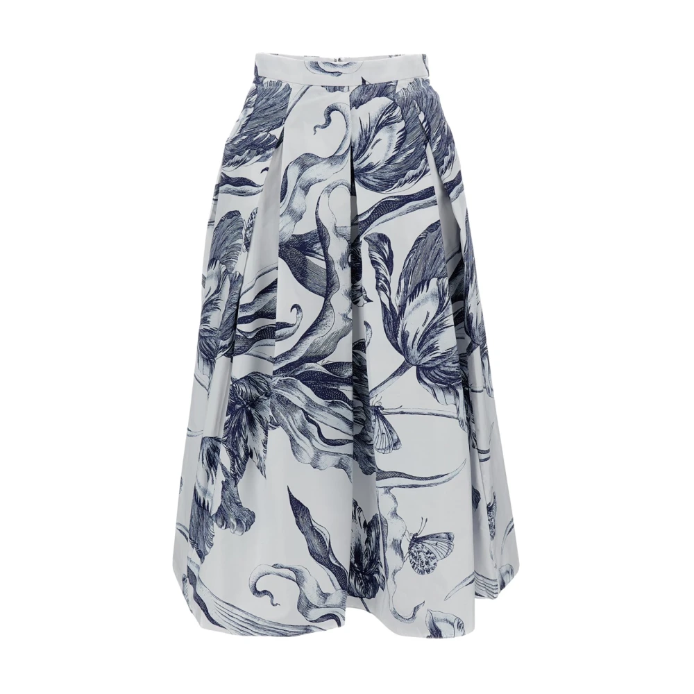 Erdem Kvinno Multicolor Kjolar Dam, M, Bomull, Pleated Midi Skirt