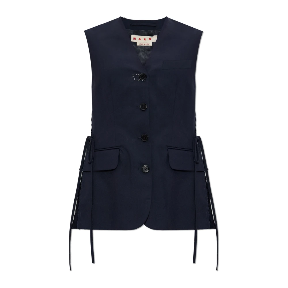 Marni Women's Blue Waistcoats, S, Vest With A Vintage Effect