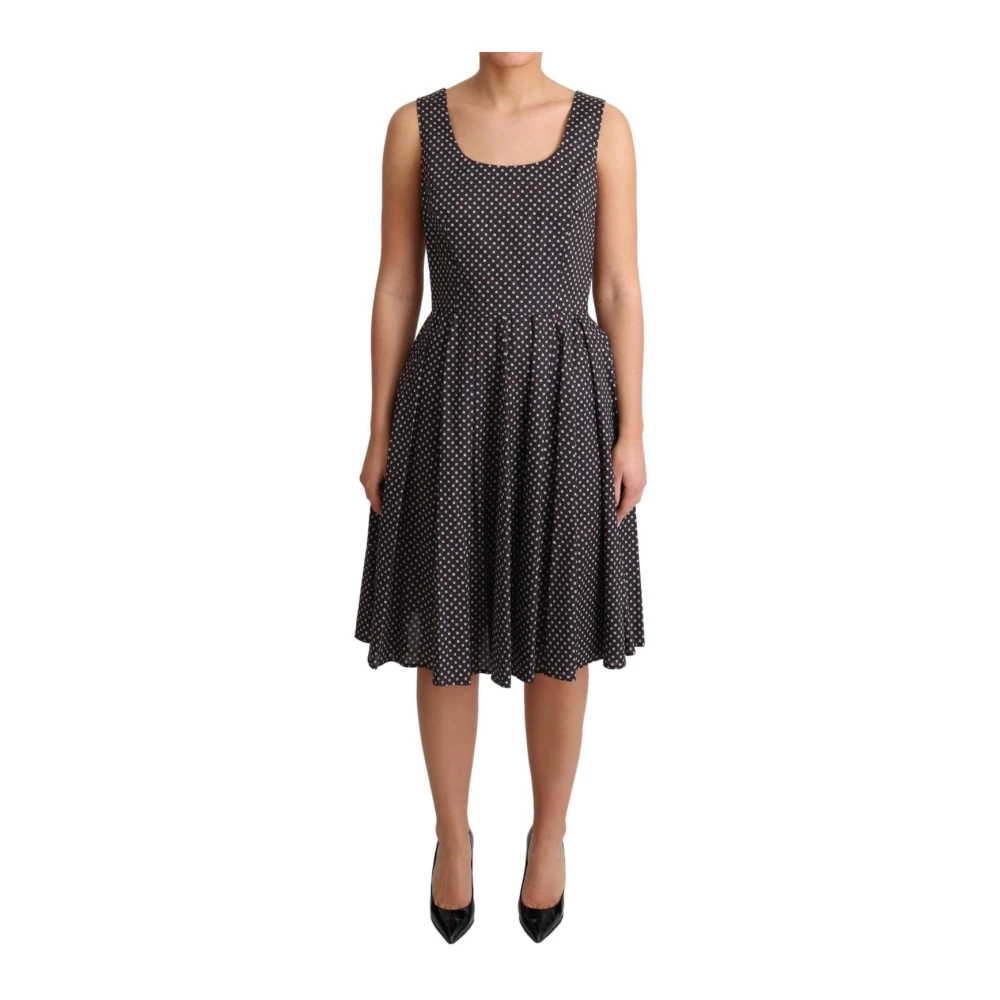 Dolce & Gabbana Women's Black Midi Dresses, Xs, Floral A-Line Midi Dress