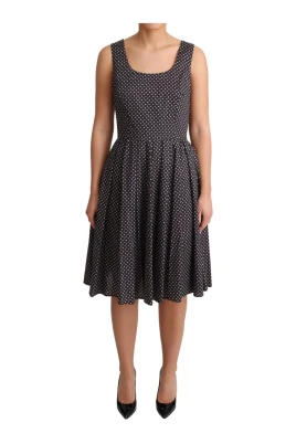 Svart Blommig A-Linje Midi Klänning