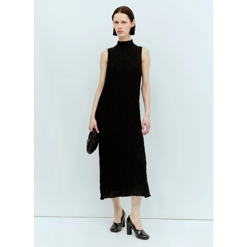 Song for the Mute Ruched Weave High Neck Midi Dress Black Dames