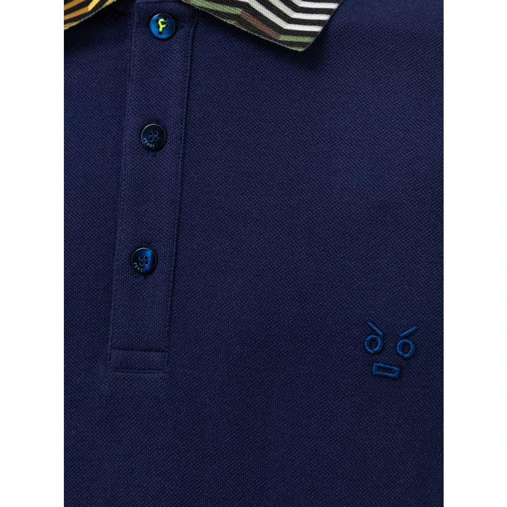 Fendi Blauw gestreept katoenen poloshirt Blue Heren