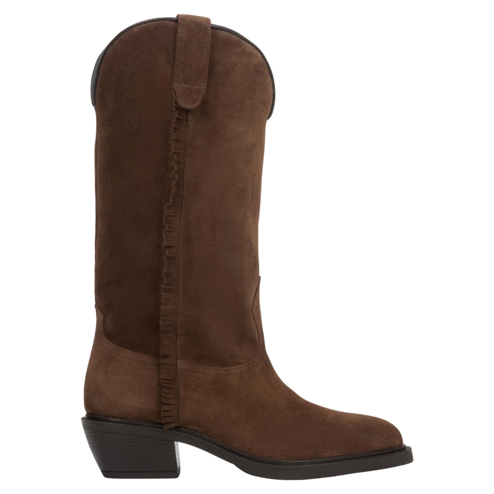 Estro Women's Brown Premium Italian Velour Tall Cowboy Boots