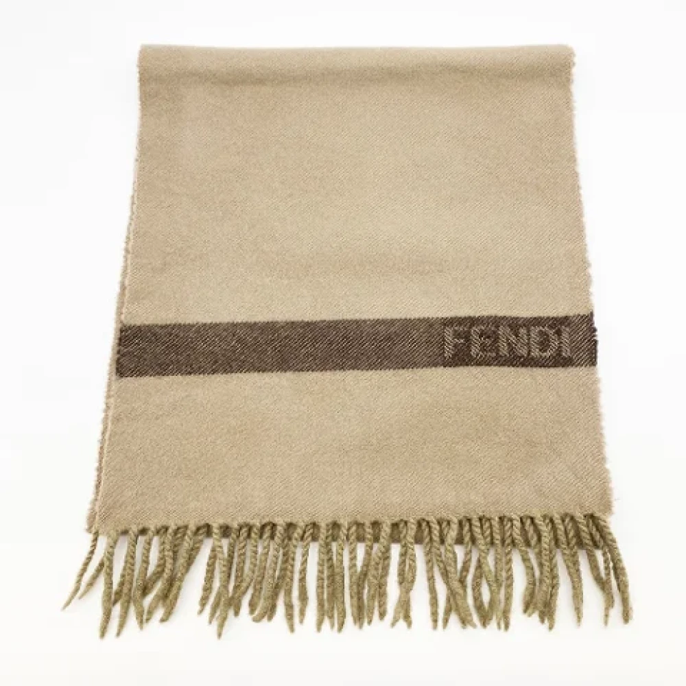 Fendi Vintage Pre-owned Wool scarves Brown Dames