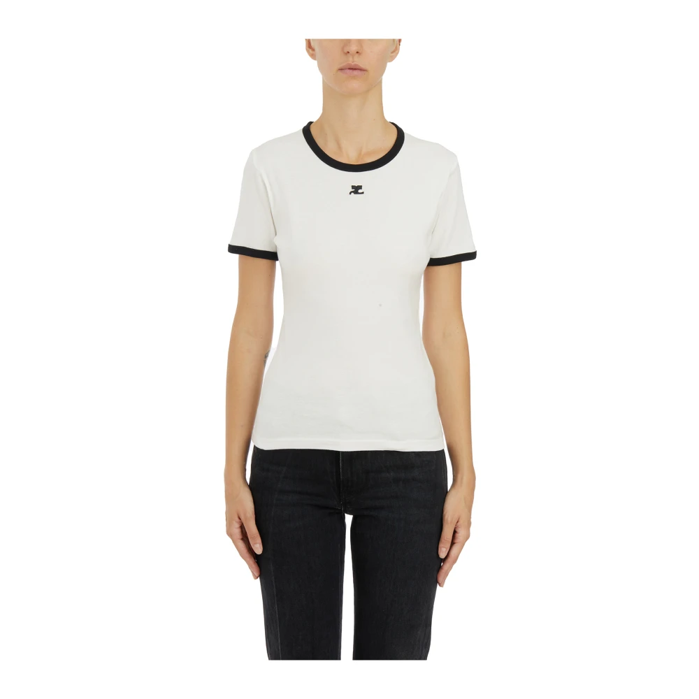 Courrèges Handtekening Katoenen T-shirt White Dames