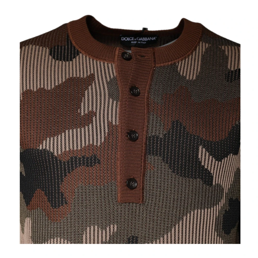 Dolce & Gabbana Camouflage Crew Neck Pullover Sweater Multicolor Heren