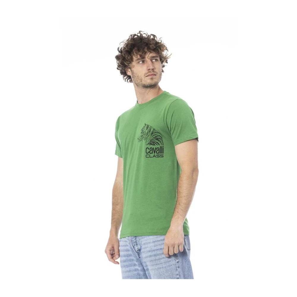 Cavalli Class Groene Logo Print Katoenen T-shirt Green Heren
