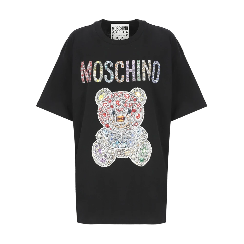 Moschino Zwarte Juwelen Teddy Bear T-shirt Black Dames