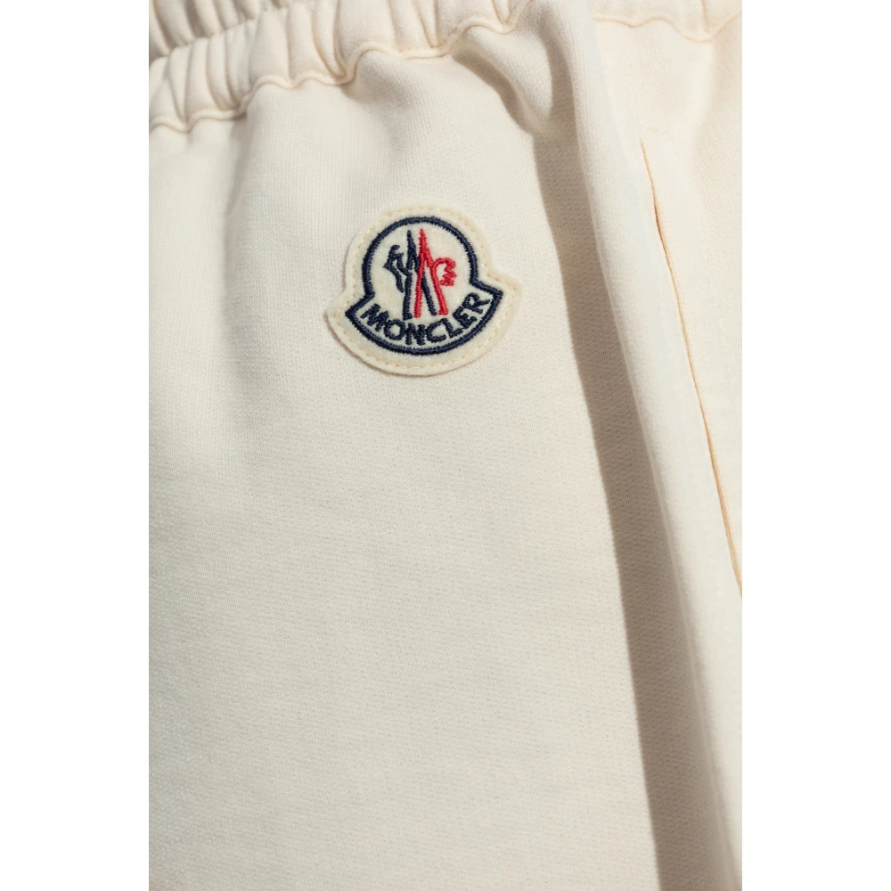 Moncler Katoenen shorts met logopatch Beige Dames