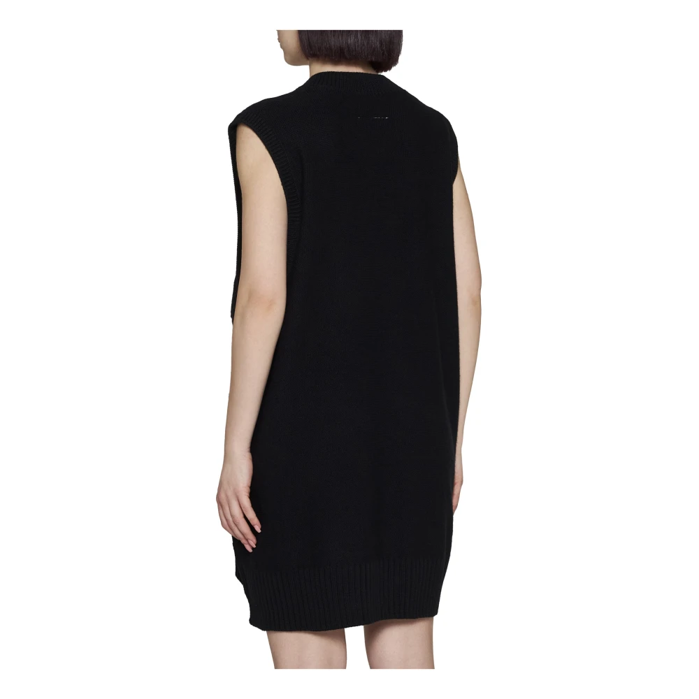 MM6 Maison Margiela Mini Jurk van Virgin Wool Blend Breisel Black Dames