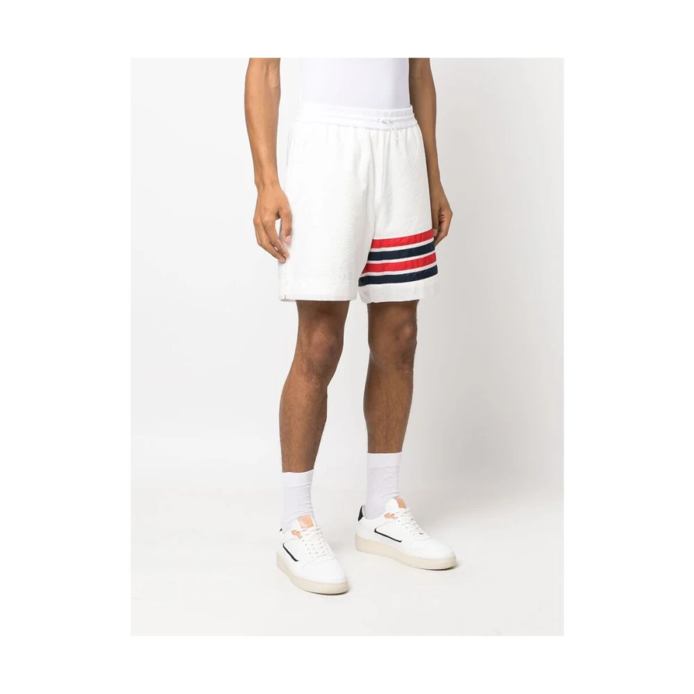 Thom Browne 4-Bar Stripe Ripstop Shorts White Heren