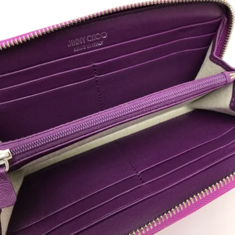 Jimmy Choo Pre-owned Leather wallets Purple Dames