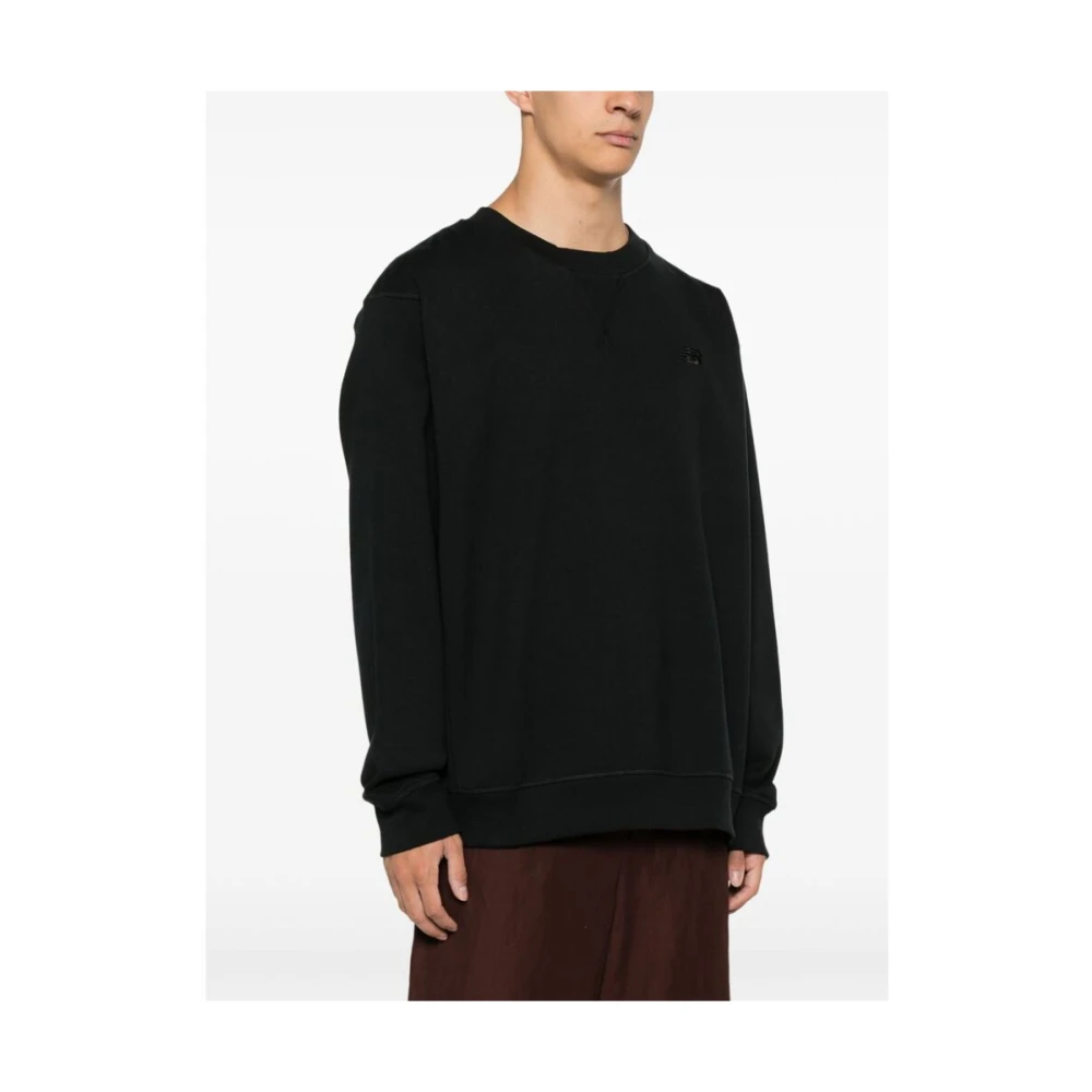 New Balance Zwarte Katoenen Crew Neck Sweater Black Heren
