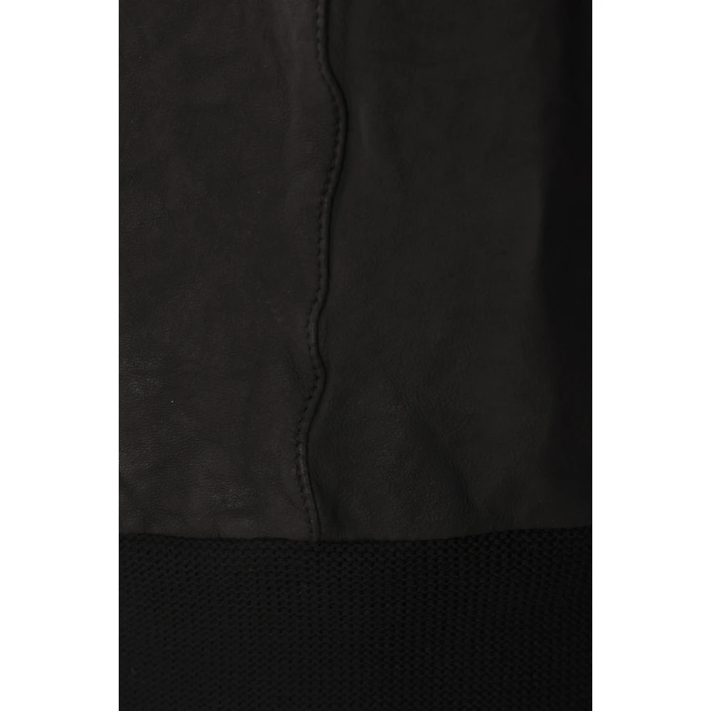 Giorgio Brato Zwarte leren bikerjas rits Black Heren