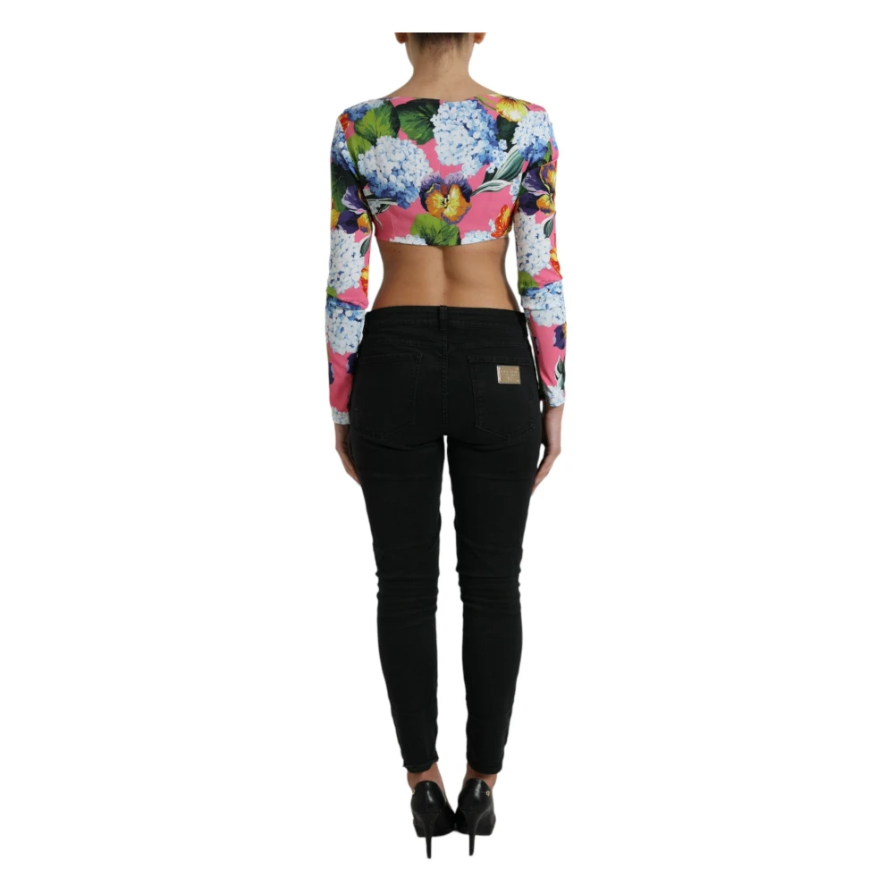 Dolce & Gabbana Bloemen Elegance Crop Blouse Multicolor Dames