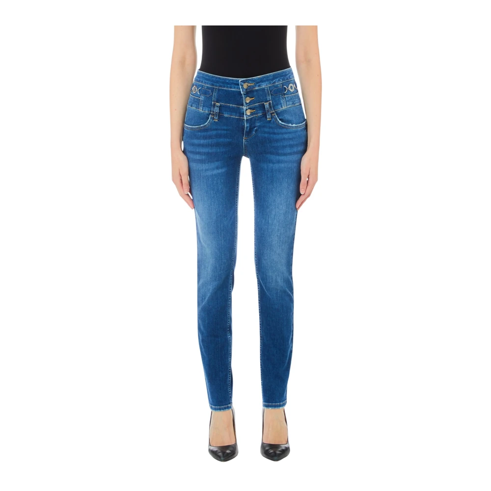 Liu Jo Hoge Taille Skinny Bottom-Up Jeans Blue Dames