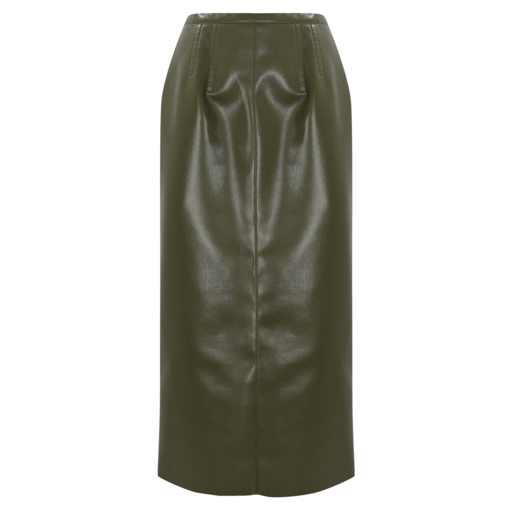 Green Leather Effect Pencil Skirt Philosophy di Lorenzo Serafini Midi Skirts Miinto