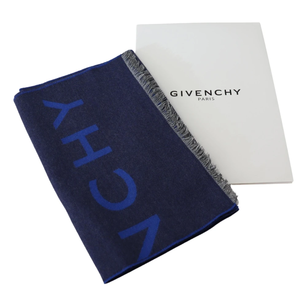 Givenchy Wol-Zijde Sjaal Blue Unisex