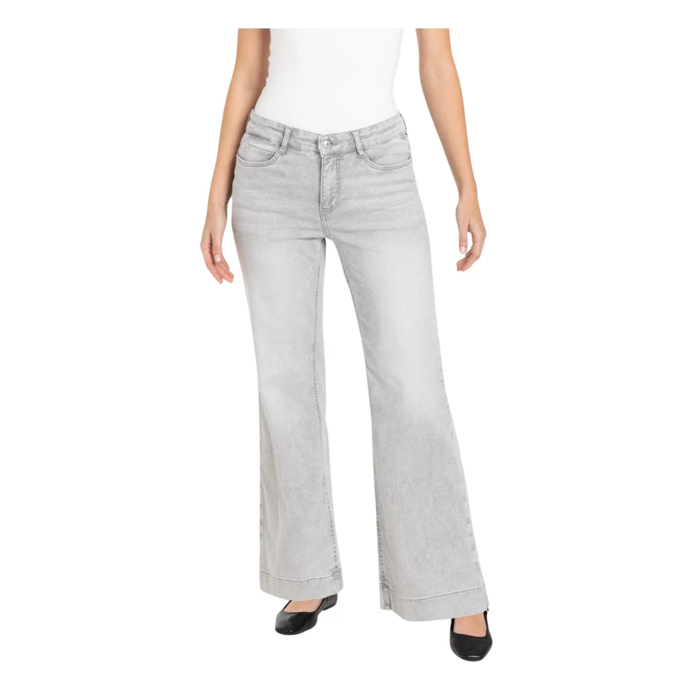 MAC Lichtgrijze Wijde Pijp Denim Broek Gray Dames