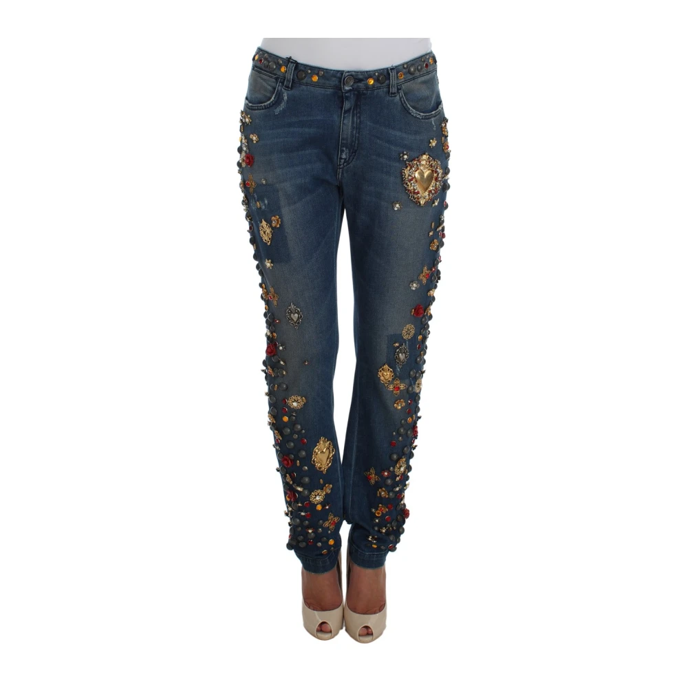 Dolce & Gabbana Women's Blue Enchanted Sicily Embellished Boyfriend Jeans