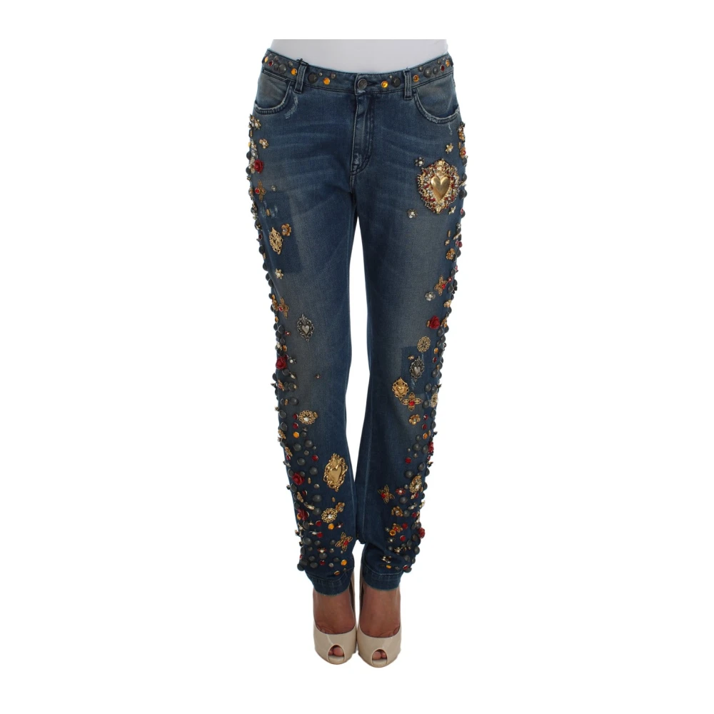 Dolce & Gabbana Jeans met kristallen rozenhart Multicolor Dames