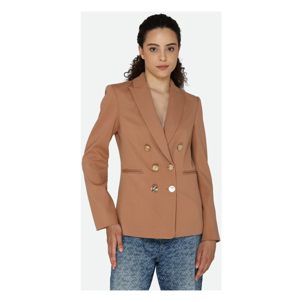 pinko Bruine Double-Breasted Blazer Brown Dames