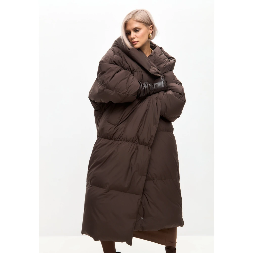 Cesare Gaspari Oversized Puffer Coat Chocolate Brown Dames