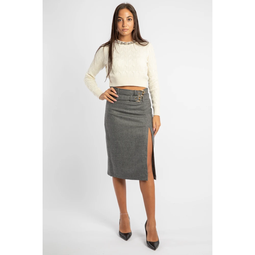 pinko Grijze Wollen Flanellen Midi Rok Gray Dames