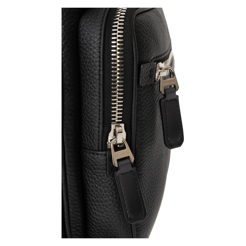 Santoni Zwarte leren rugzak met meerdere vakken Black Dames