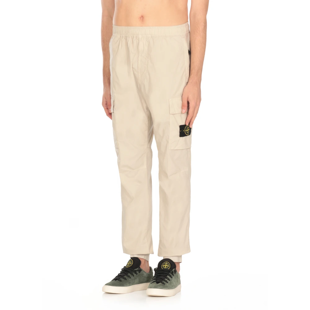 Stone Island Beige Cargo Broek Elastische Taille Zakken Beige Heren