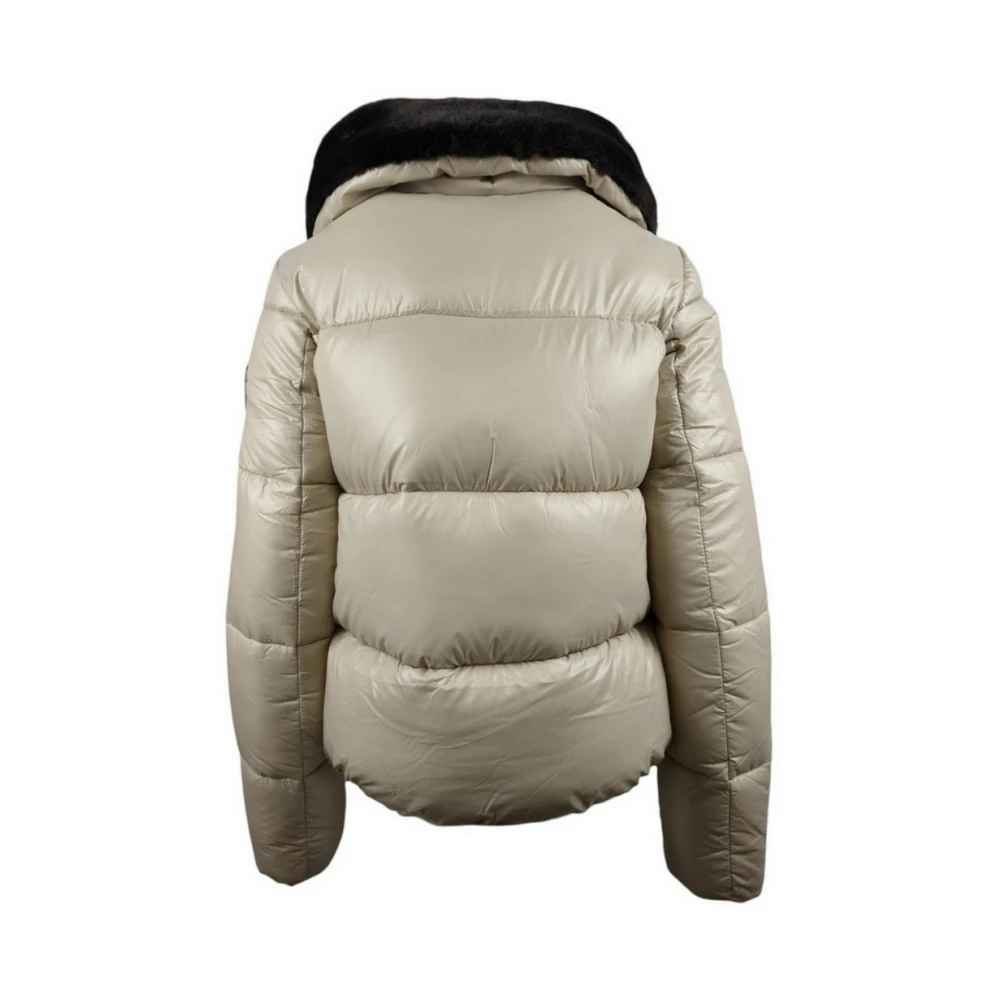 Save The Duck Grijze Bomber Ivoor Gelakte Jas Gray Dames