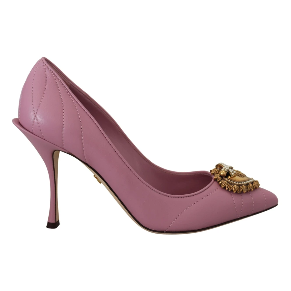 Dolce & Gabbana Women's Pink Elegant Rosa Leather Heels Pumps - Pumps - 2 1/2 Uk - Shoes