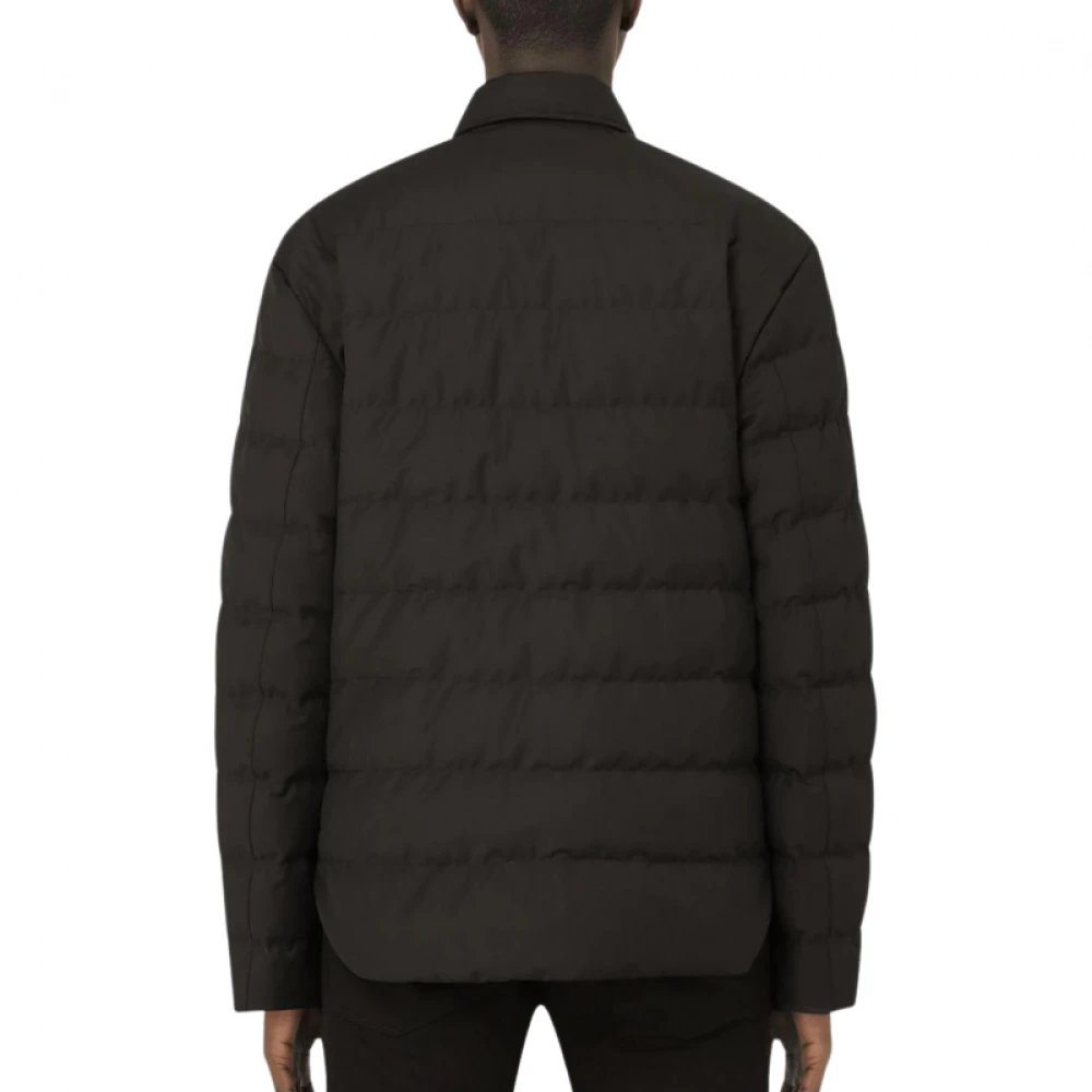 Dolce & Gabbana Gewatteerde nylon jas met logo plaat Black Heren