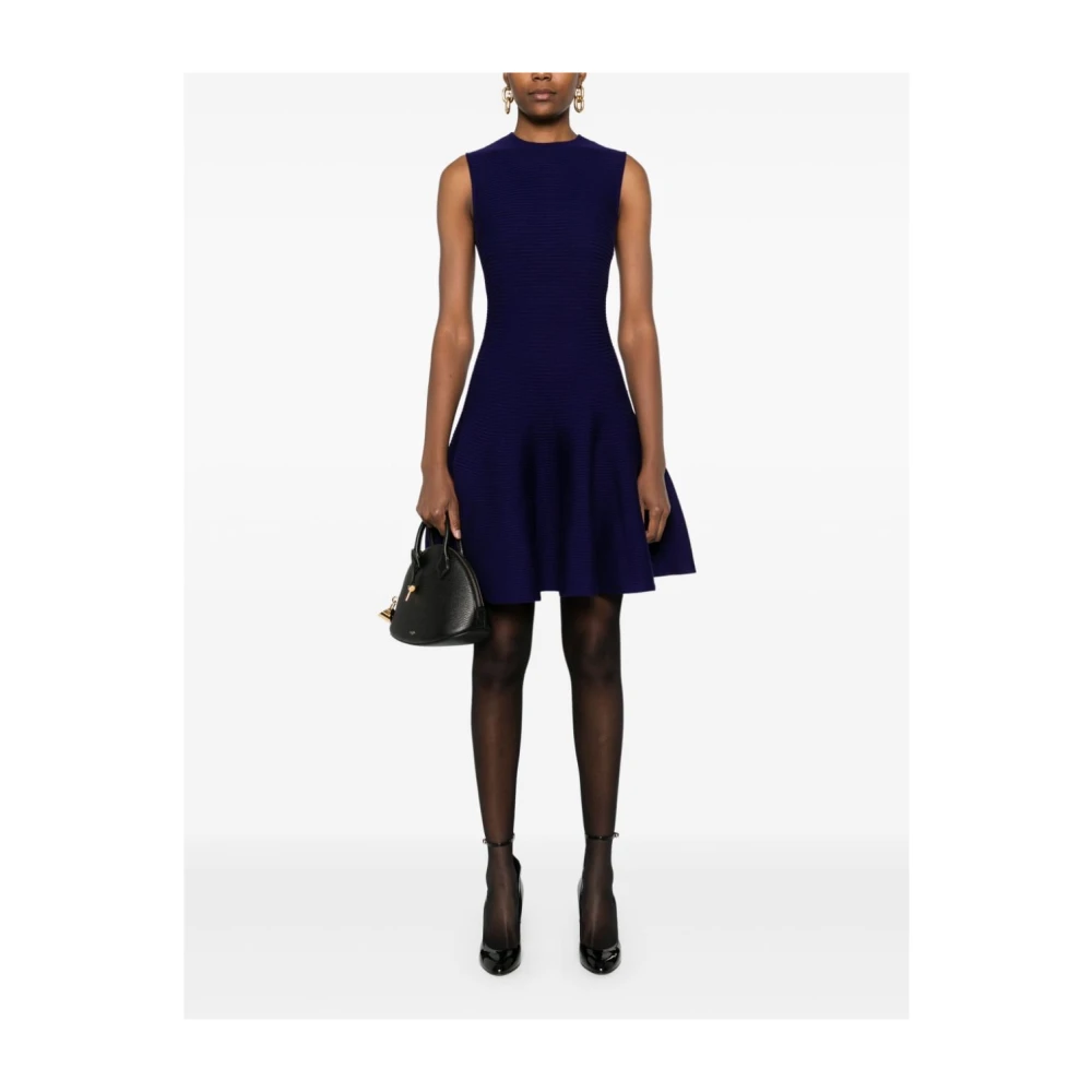 Alaïa Paarse Geribbelde Gebreide Jurk Purple Dames