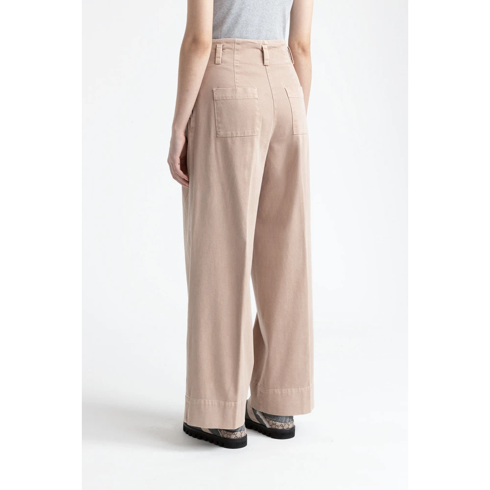 PESERICO Katoenen gabardine palazzo broek Pink Dames