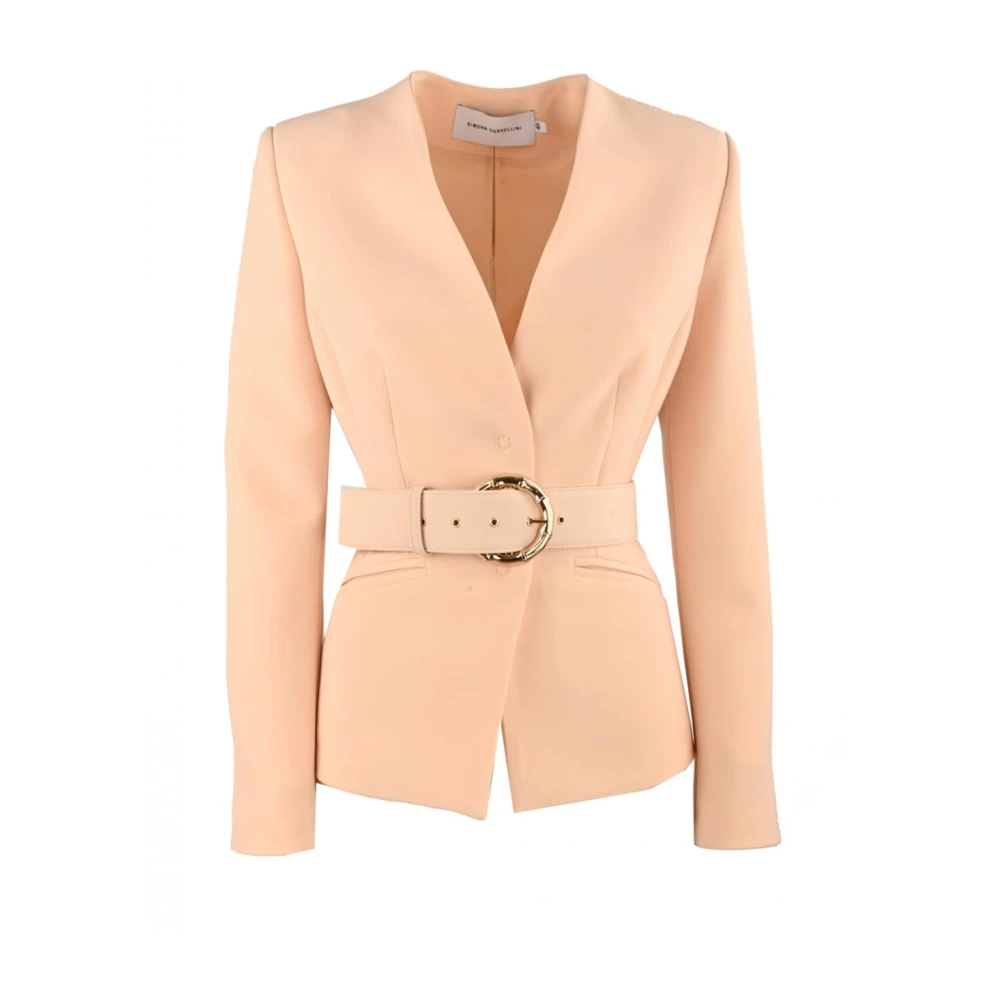 Simona Corsellini Polyester blazer één schouder gesp riem Pink Dames