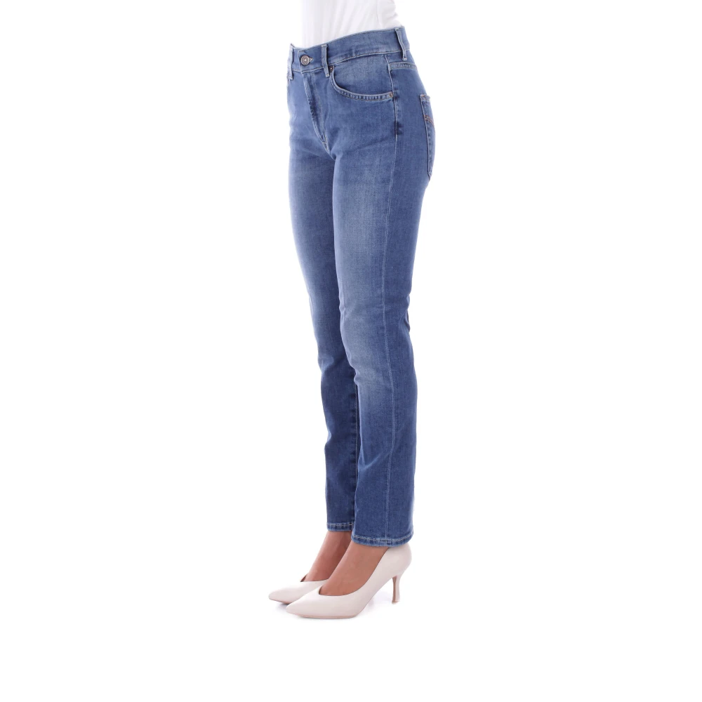 Dondup Slim Fit Denim Jeans met Logo Blue Dames