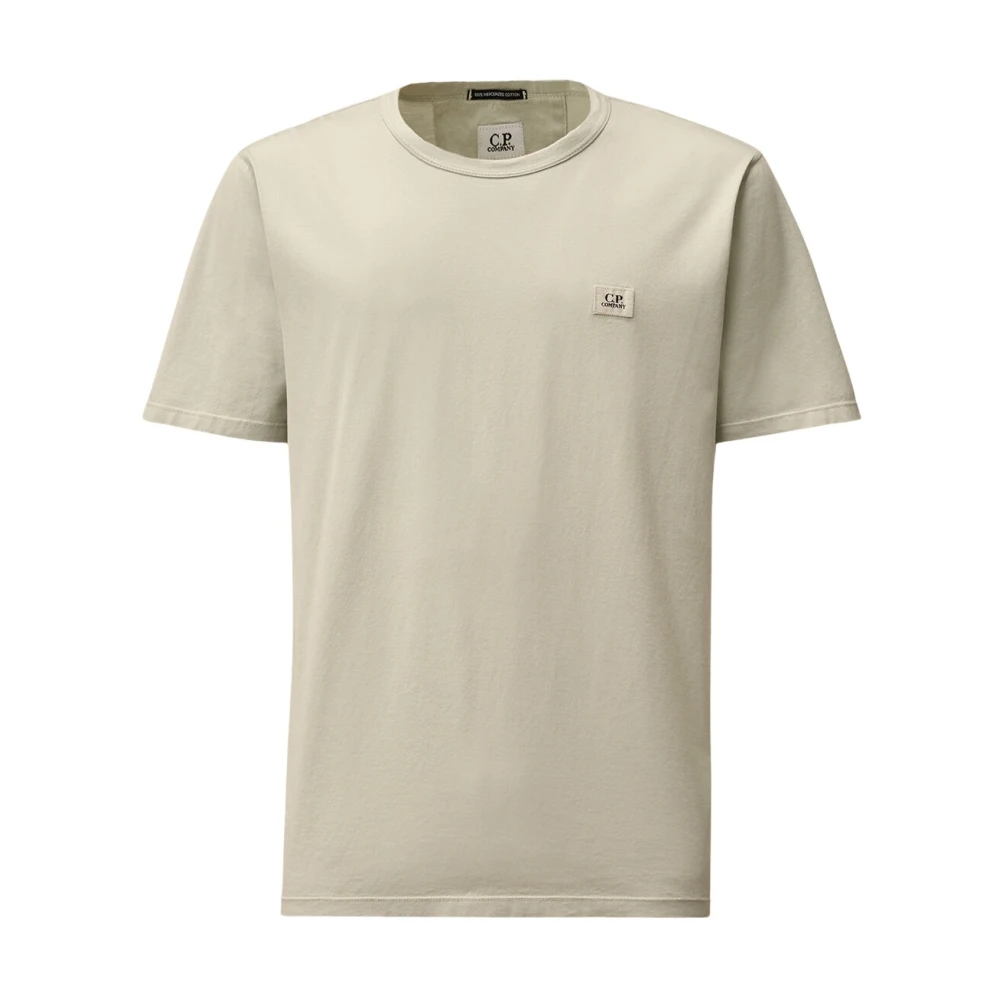 C.p. Company Men's White Mercerized Cotton Logo T-Shirt