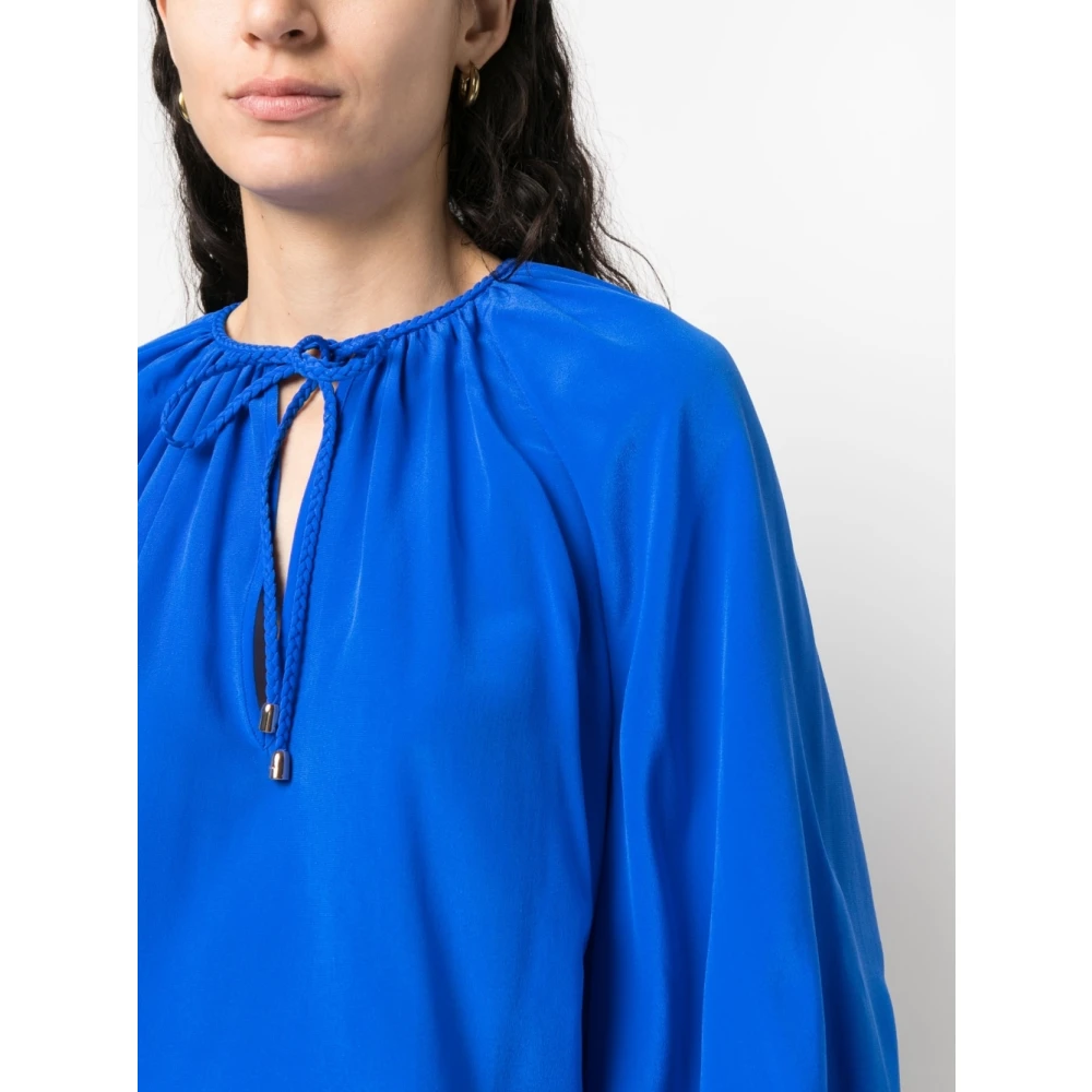 Phaeonia Blauwe Zijden Zelfstrik Blouse Blue Dames