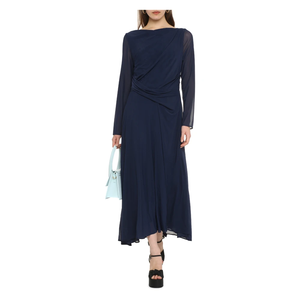 Talbot Runhof Elegant Draped Long Dress Blue Dames