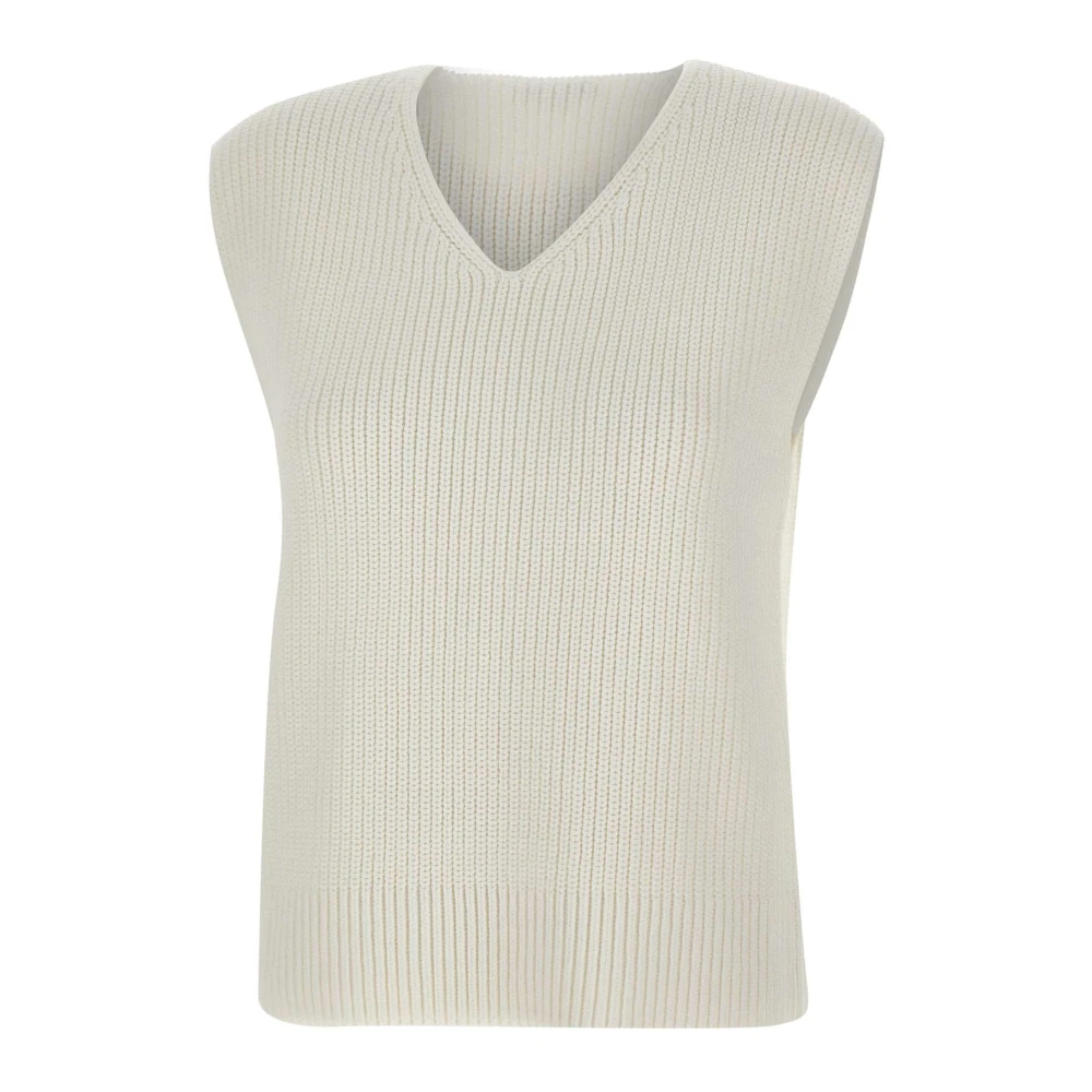 Vince Women's White V-Neck Knitwear, L, V-Neck Knit Vest