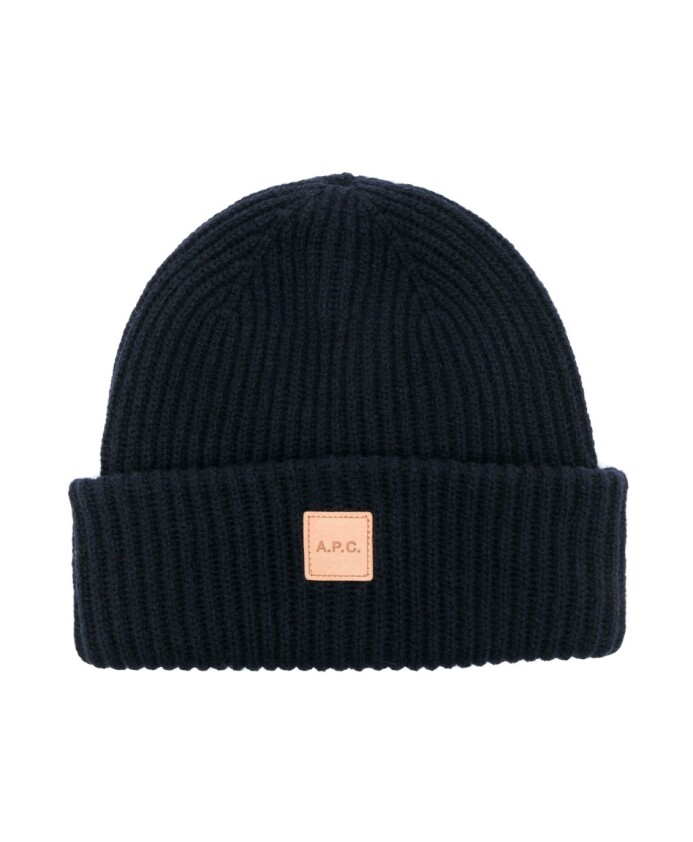 donkerblauwe-geribbelde-beanie-muts