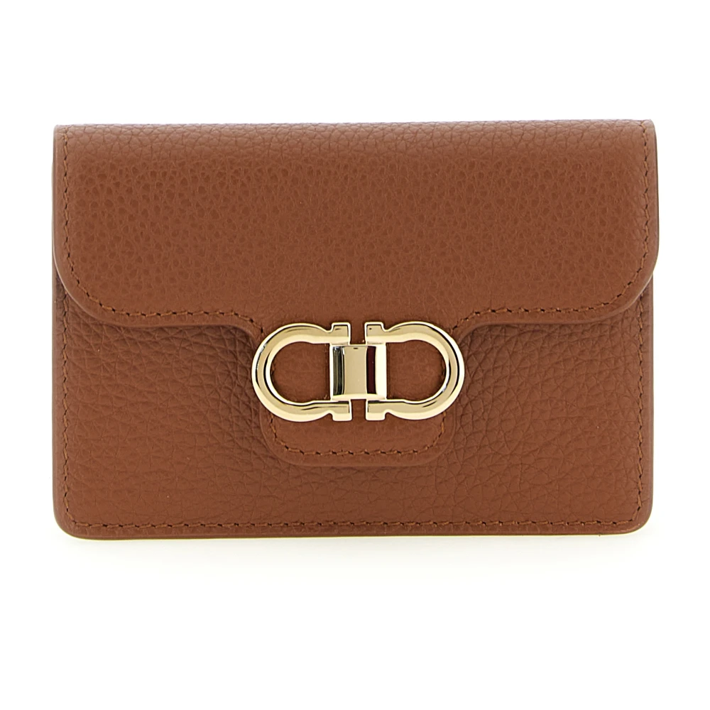 Ferragamo Women's Brown Wallets & Cardholders, One Size, Hammered Calf Leather Keyring