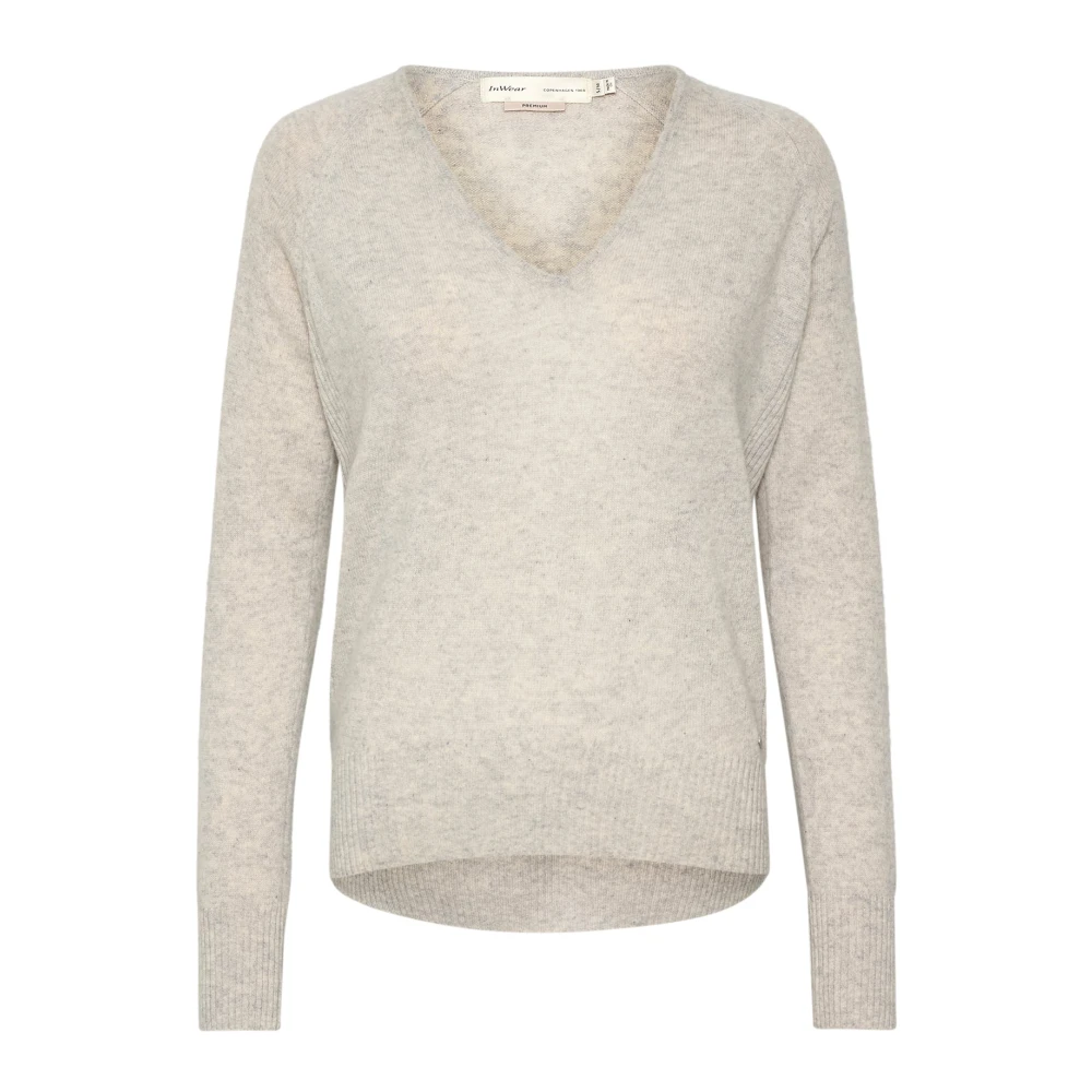 Inwear Women's Gray Cashmere Knitwear, Xs/S, Lukka V-Neck Pullover