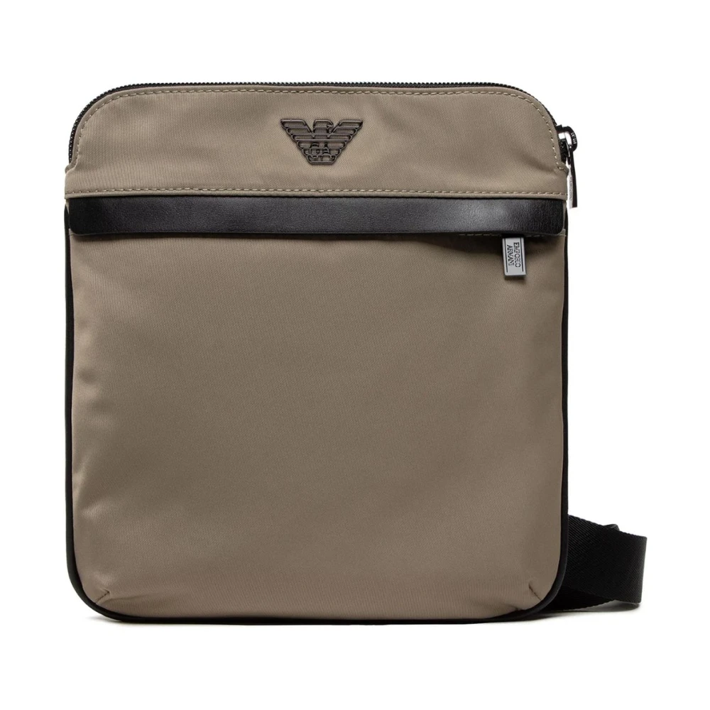 Emporio Armani Beige Nylon Messenger Tas met Leren Details Beige Heren