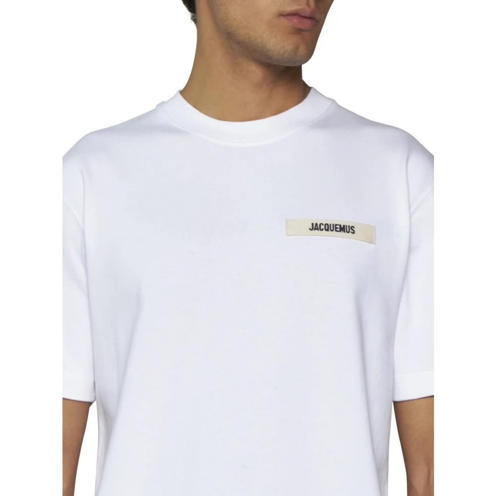 Jacquemus Wit Logo Patch Crew Neck T-shirt White Heren
