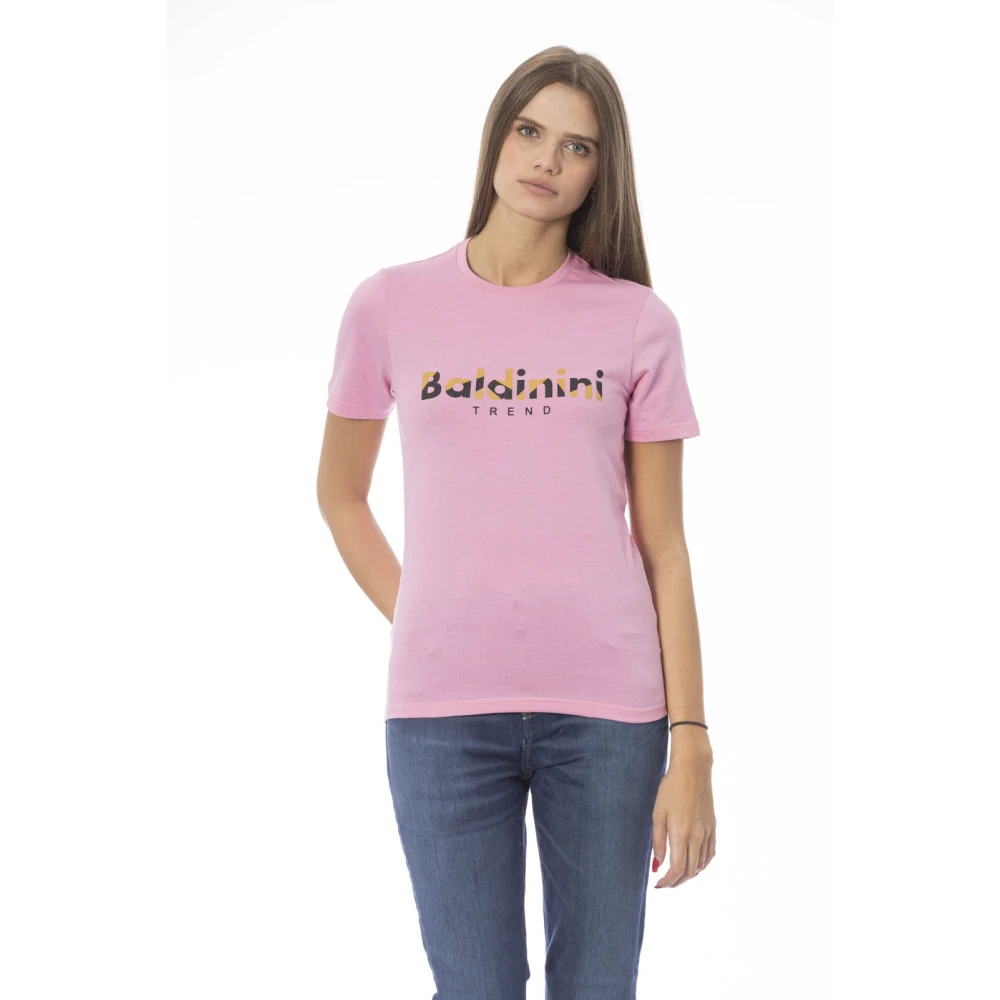 Baldinini Trendy T-shirt met voorprint Pink Dames