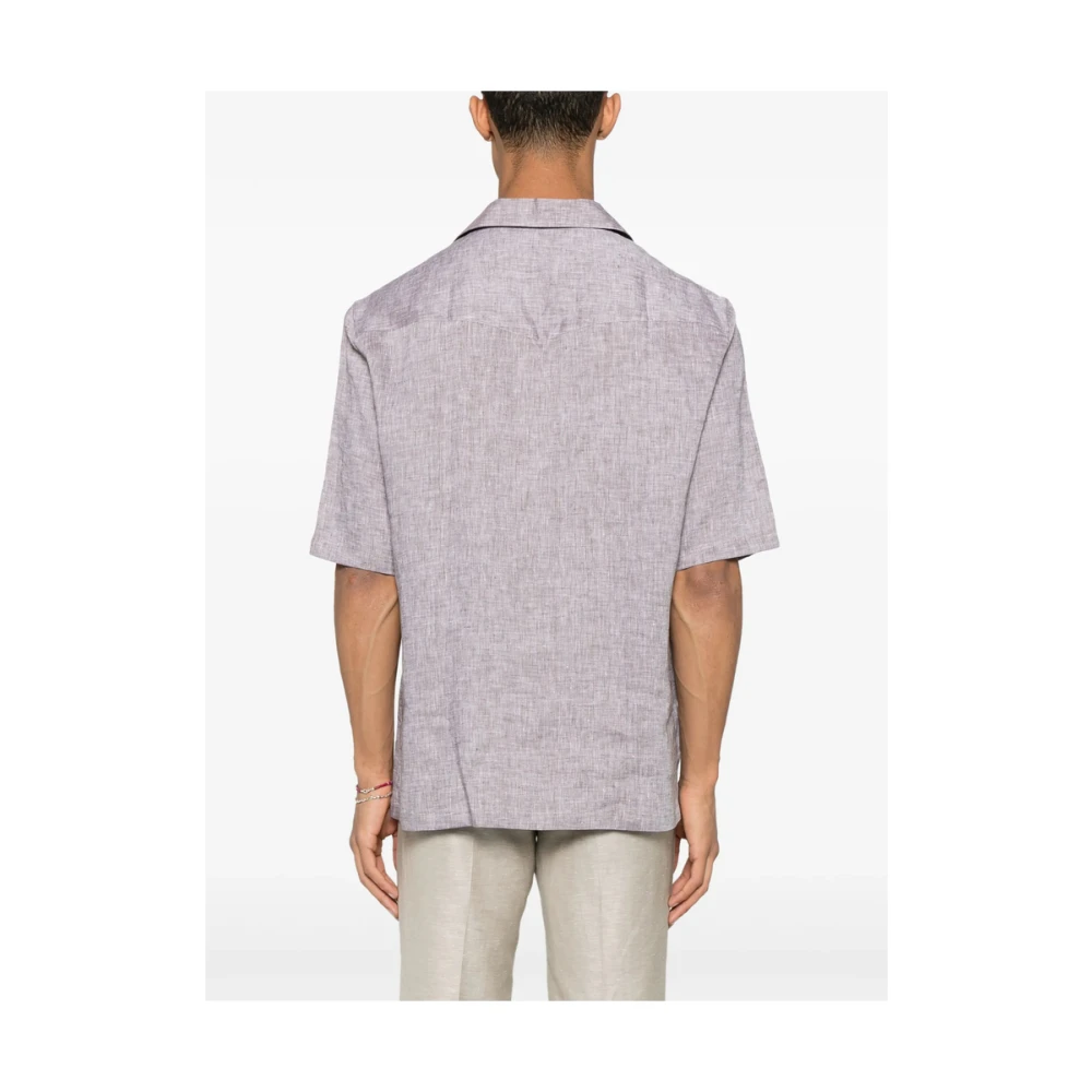 BRUNELLO CUCINELLI Taupe Bruine Camp Collar Overhemd Brown Heren
