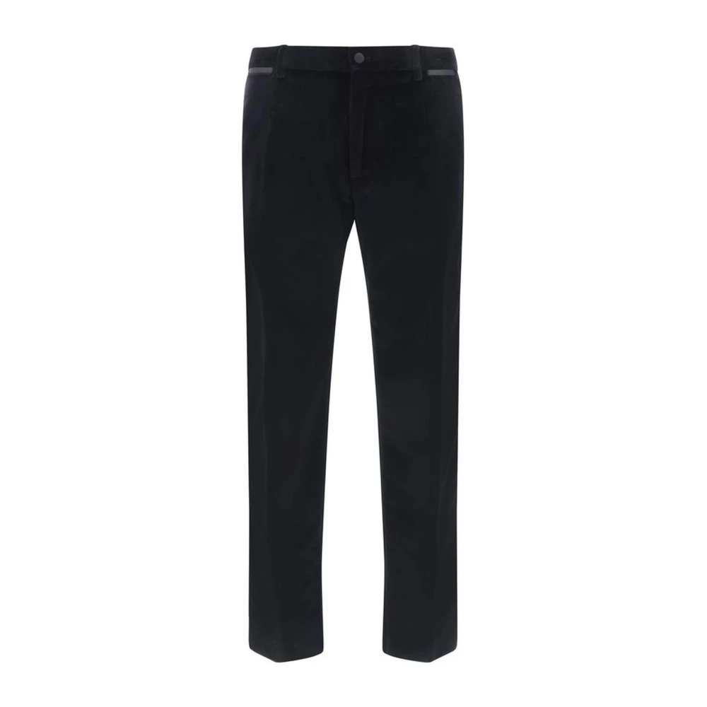 Dolce & Gabbana Velvet Mid-Rise Broek met Zijpanelen Black Heren