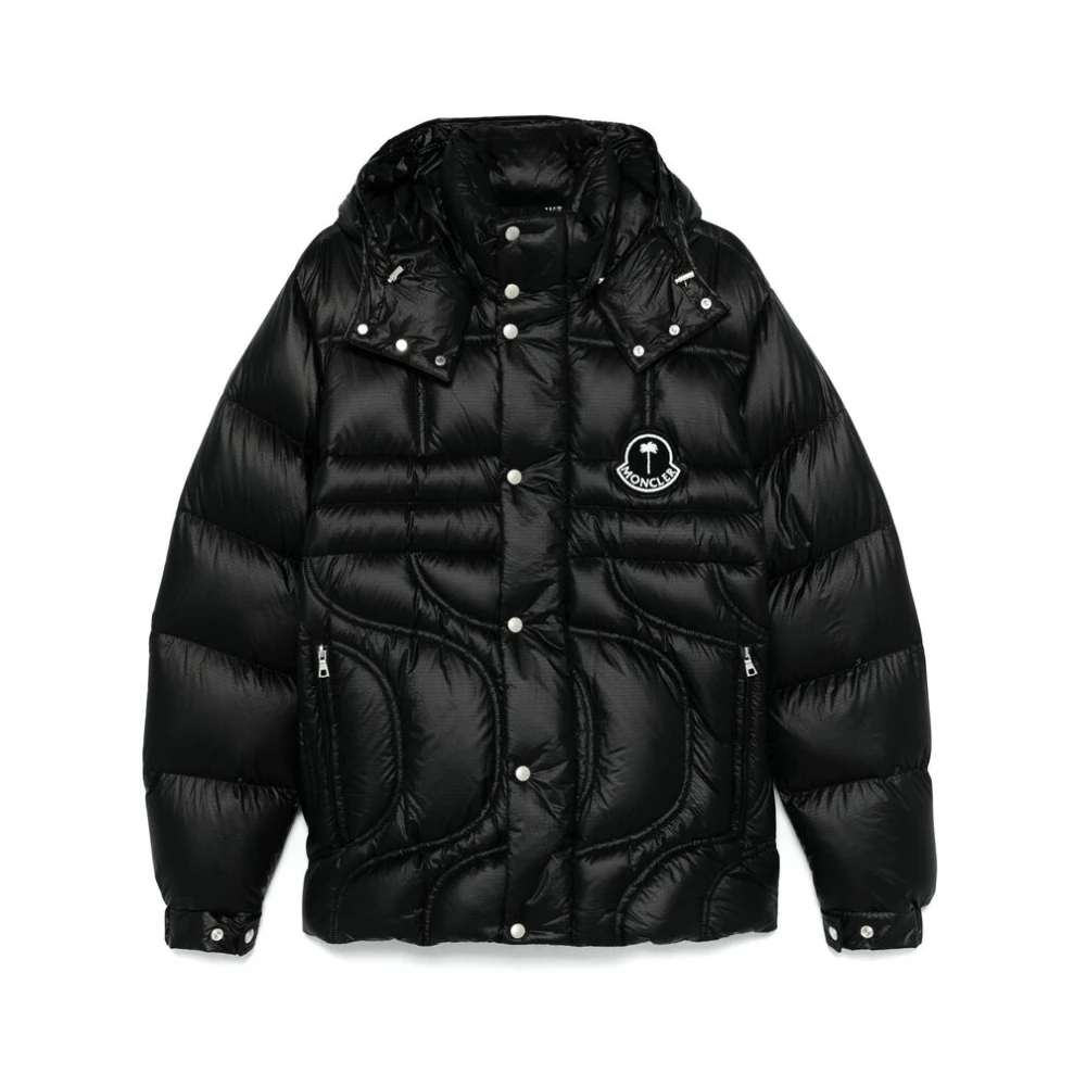 Moncler Zwart Hooded Outerwear met ritssluiting zakken Black Heren